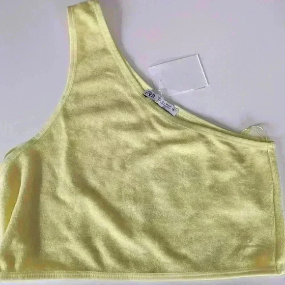 NWT Zara Bundle Floral Print Linen Cotton Cropped Top & Yellow Crop Top 2 pieces - Picture 5 of 7